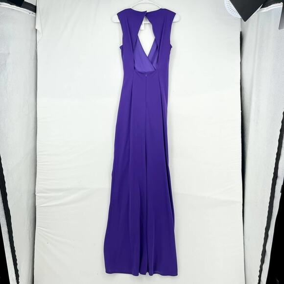 One33 Social High-Low Draped V-Neck ruffle Gown in purple women’s size 2 - Picture 6 of 6
